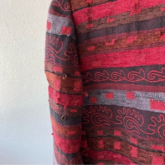 Alfred Dunner Aztec Pattern Jacket Red Beaded Open Front SZ 14 - Picture 11 of 14